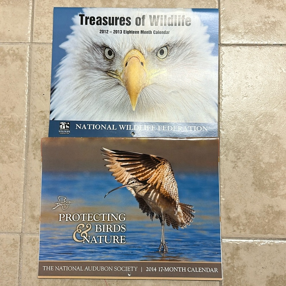 2 Wall year calendars Treasures of Wildlife 2012/13 Birds & Nature 2014